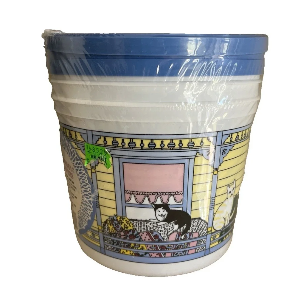 Vintage Packerware Containers NEW Sealed Set 3 CATS Victorian Porch RARE!!